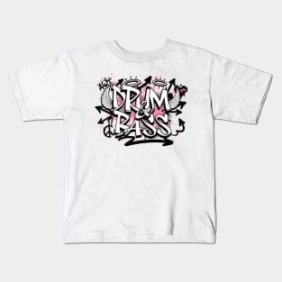 DRUM & BASS - Grafitti Steez (pink/black) Kids T-Shirt